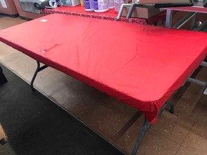 lot 86 image: (2) Plastic Folding Tables 6ft. (Contents not included)