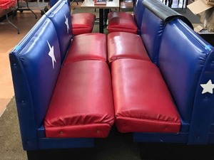 lot 107 image: Booths  (11) Singles, (11) Doubles, Red, white and blue with star (booths only)