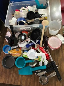 lot 132 image: Measuring cupsspoons, Icing Tips, Etc.