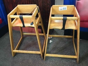 lot 134 image: (2) Wood High Chairs