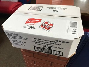 lot 144 image: Unopened Box Frenchs Tomato Ketchup 1000 Count