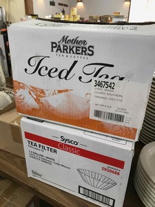 lot 160 image: Paper tea filters and open box of tea bags