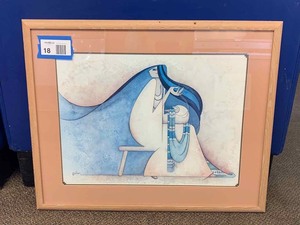 lot 18 image: Framed Print  Mallan, matted, 34.5 x 28