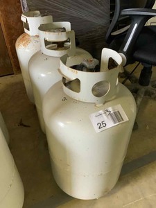lot 25 image: (3) Empty Propane Bottles (30 lbs)