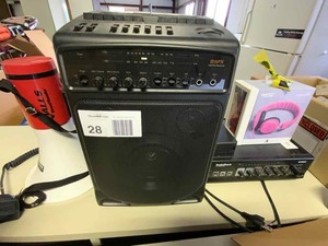 lot 28 image: Radio Shack 40 Watt. P.A. , Boom Box with Microphone, Megaphone with broken microphone