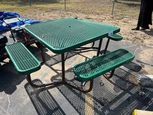 lot 21 image: Salvage Bent Picnic Table
