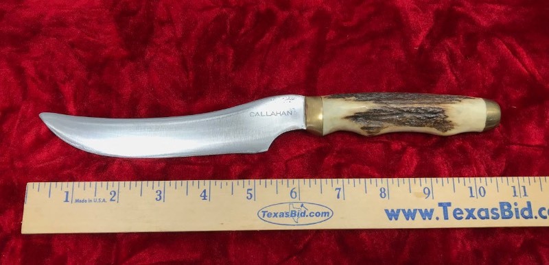 lot 177 image: Knife  Callahan, Marked, Sambar Stag, Brass Guard