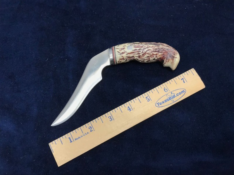 lot 221 image: Knife  Unfinished, Jigged Antler, Brass Plate