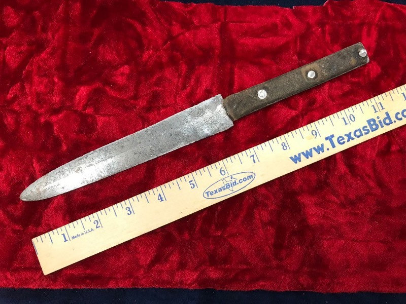 lot 239 image: Knife  Old Hand Forged Dagger, Double Edged, Wood Handle