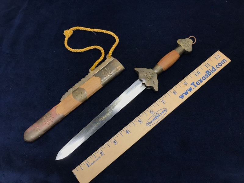 lot 241 image: Knife  Chinese Dagger, WoodBrass