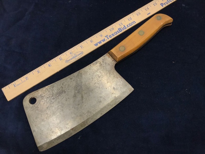 lot 242 image: Knife  Meat Cleaver, Wood Handle, 14in. Steel