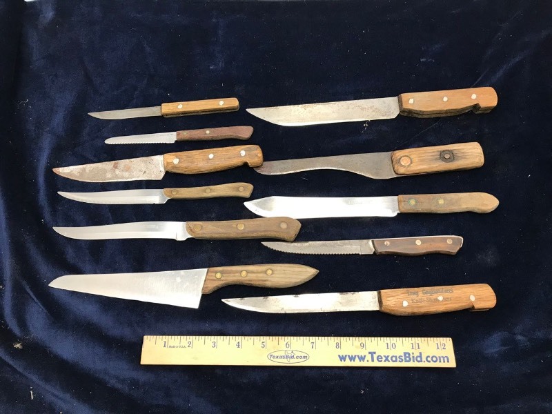 lot 257 image: (10) Knives  Asst. Kitchen