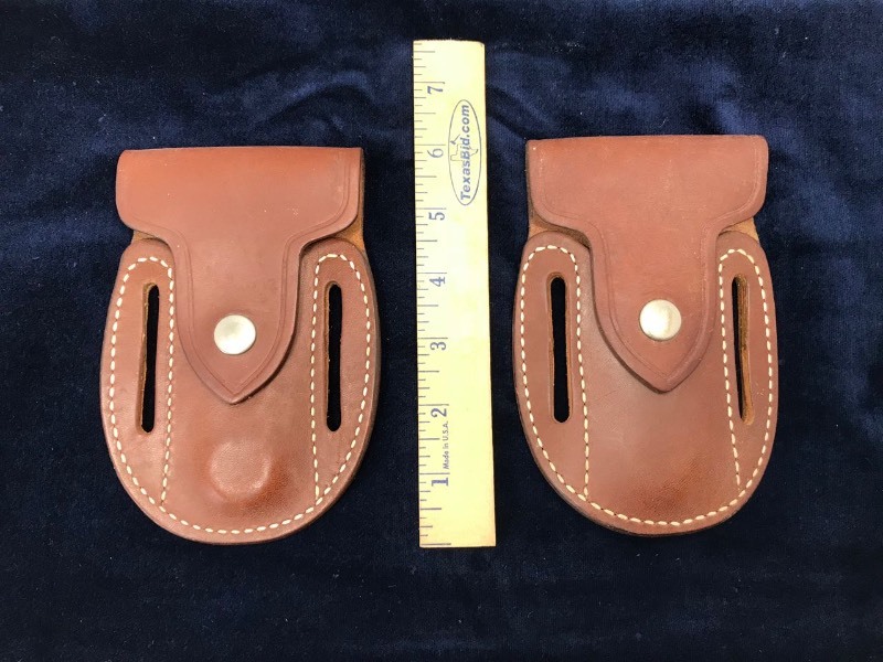lot 284 image: (2) Jimmy Lyle Pocket Knife Pouches, Arkansas