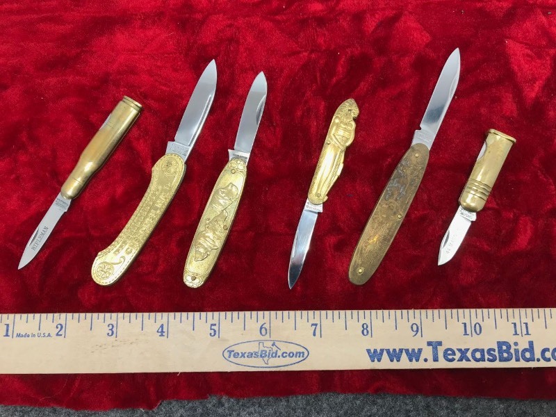 lot 292 image: (6) Asst. Brass Novelty Knives