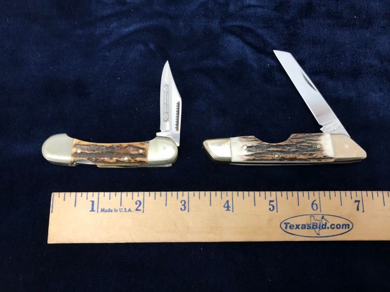 lot 303 image: (2) Knives  Bear Cutlery Lockback & Taylor Cutlery 1979 Stag Handle