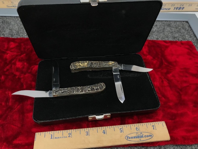 lot 308 image: Smokey Mountain Knife Works, Shaw Leibowitt Sculpture Knife Set, Marked #86