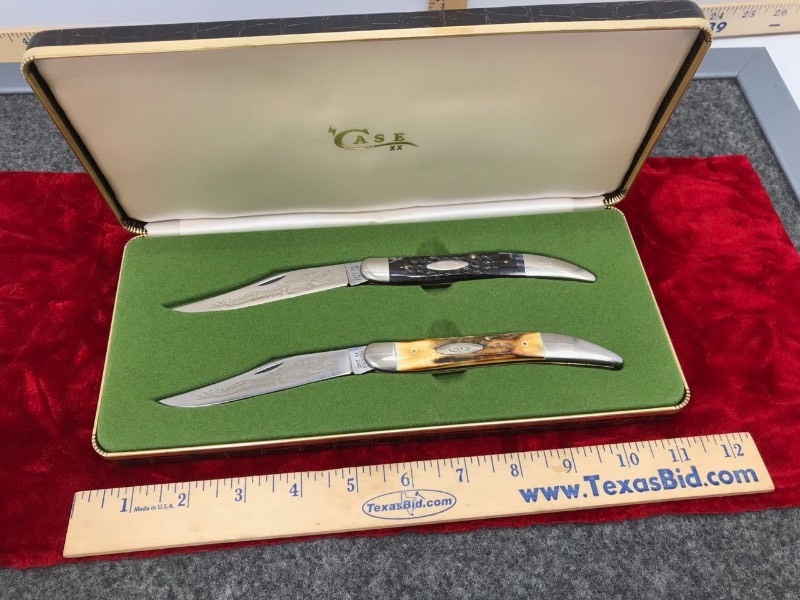 lot 309 image: Case 61093 SSP Texas Toothpick Set Alli Jator 1 Jigged Bone 1 Stag, Set #0702