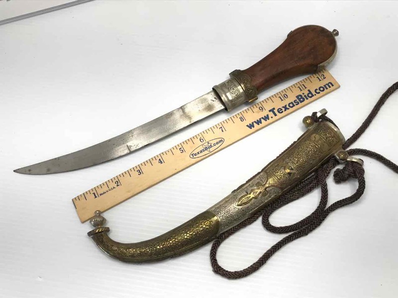 lot 363 image: Jambiya Moroccan, Brass & Nickle, Dress Quality, Wood Handle