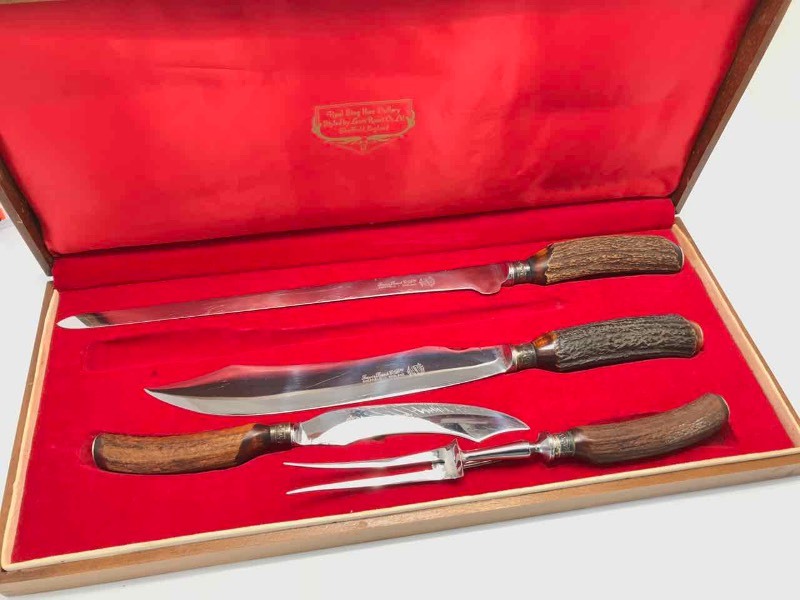 lot 364 image: (4 Piece) Carving Set Lewis Rose & Co., Sheffield England