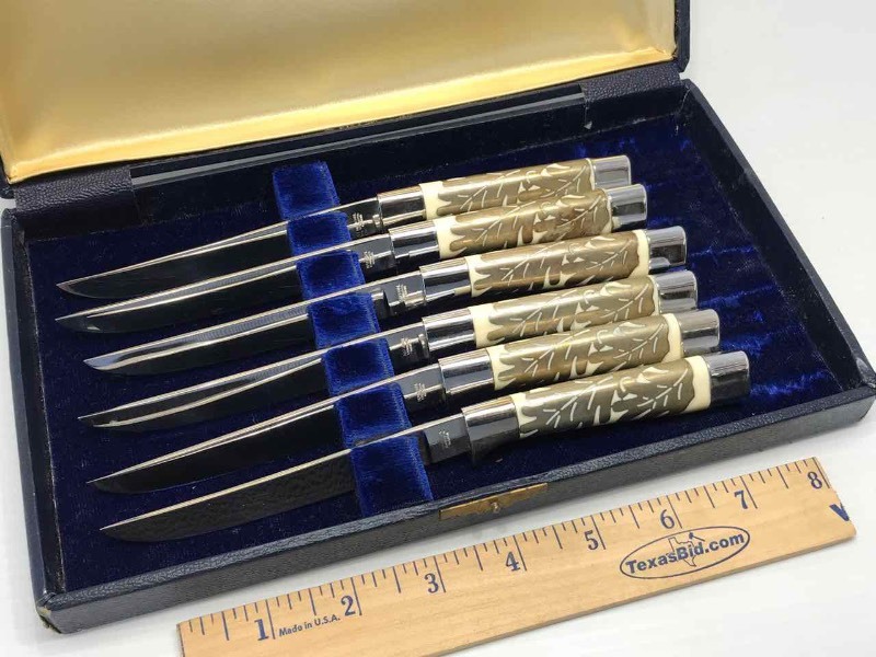 lot 365 image: (6) Steak Knives with Presentation Box National Cutlery Co. Germany