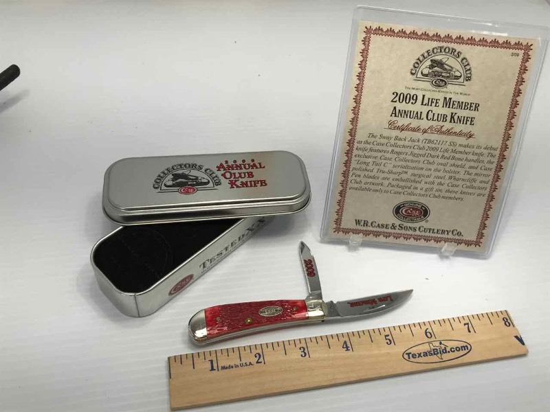 lot 370 image: Case Collectors Club  Life Member (USA TB 62117 SS) Sway Back Jack, Red