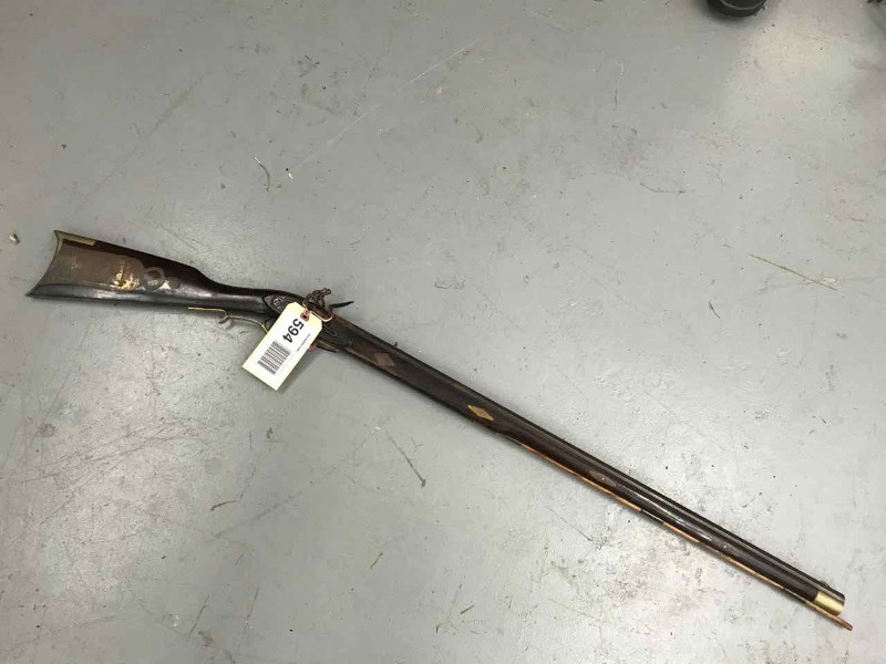 lot 594 image: Rifle  Flint-Lock Black-Powder Full Stock Frontier Style