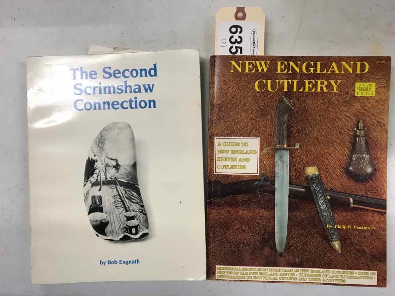 lot 635 image: (2) Books  Scrimshaw & New England Cutlery