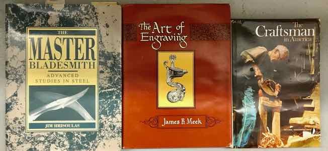 lot 637 image: (3) Books  The Craftsman In America, Art of Engraving, Master Bladesmith
