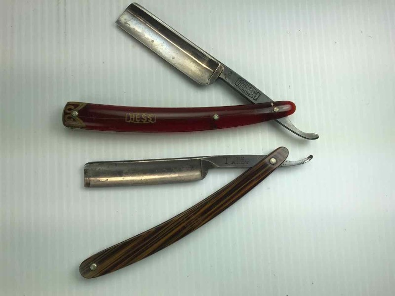 lot 759 image: Straight Razor  Hess & The Tandy Queen City B.S. Co. Hair Milk