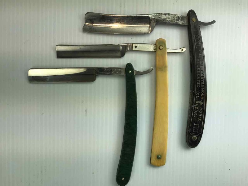 lot 764 image: (3) Straight Razors  Crane, Woesenholm & Sons, Brand