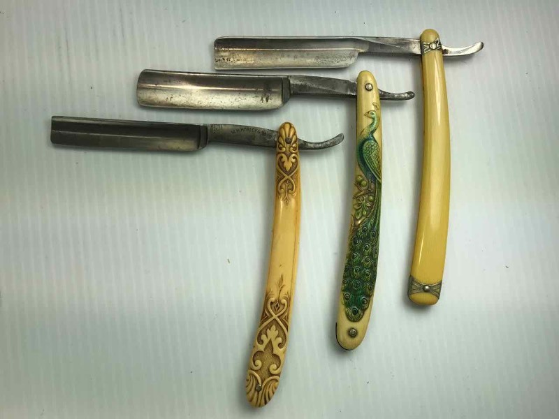 lot 765 image: (3) Straight Razors  Morley & Sons, Golden Rule, Shumate