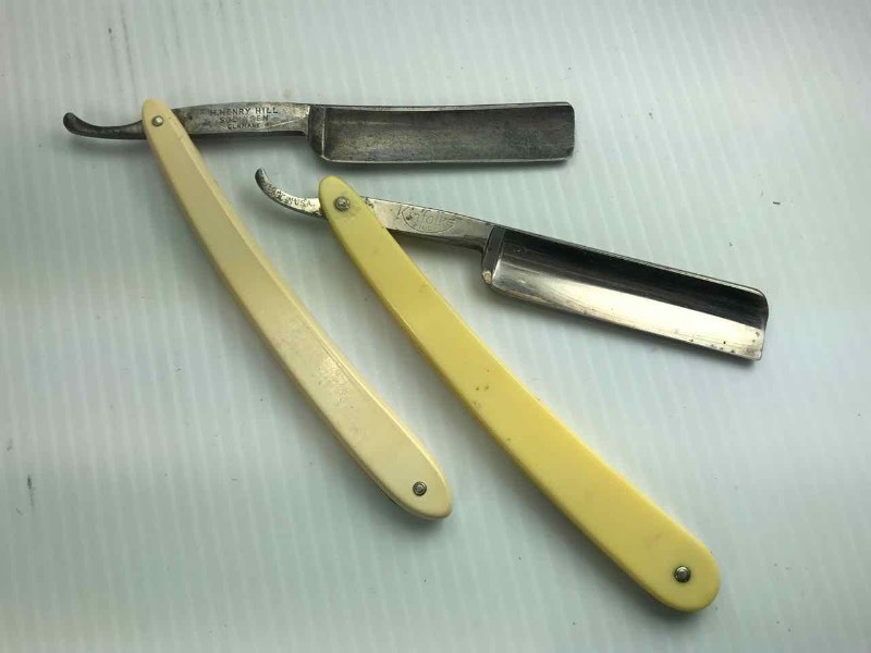 lot 769 image: (2) Straight Razors  Blue Steels