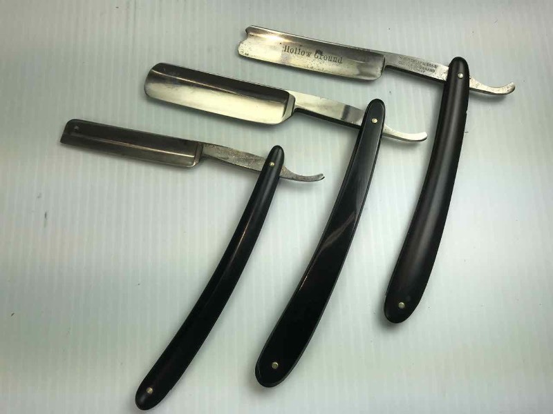 lot 774 image: (3) Straight Razors  Union, Hollow-Ground, Brand
