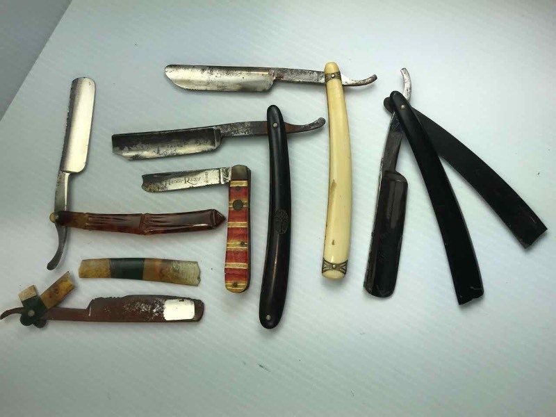 lot 780 image: (6) Straight Razors Assorted, BrokenChippedDamaged