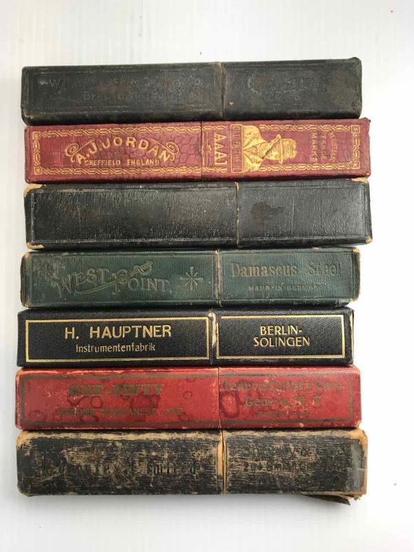 lot 785 image: (7) Empty Straight Razor Boxes