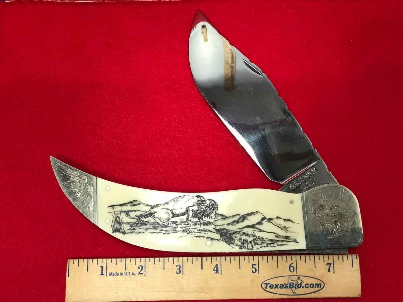 lot 523 image: Display Knife  Sheffield England Contel (Big Cat, Lion, Wings)(4)