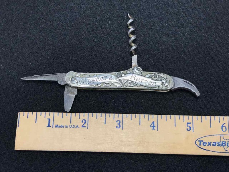 lot 549 image: Knife  Glasner & Barzen Diplomat Whiskey, Just Right (wcorkscrew)