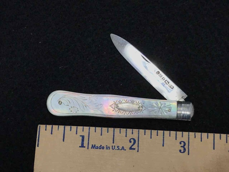 lot 570 image: Knife Antique, Mother Of Pearl Sheffield, John Oxley, Single Blade