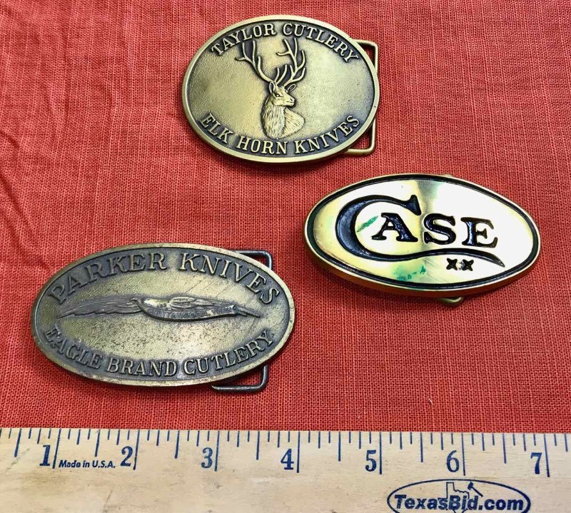 lot 666 image: (3) Belt Buckles Taylor, Parker, Case