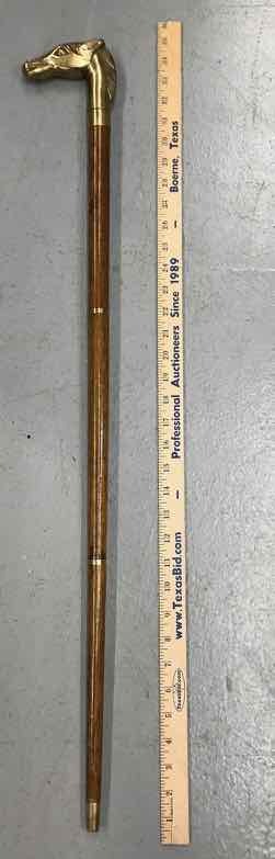 lot 686 image: Hiking Stick  Horse Head, Brass