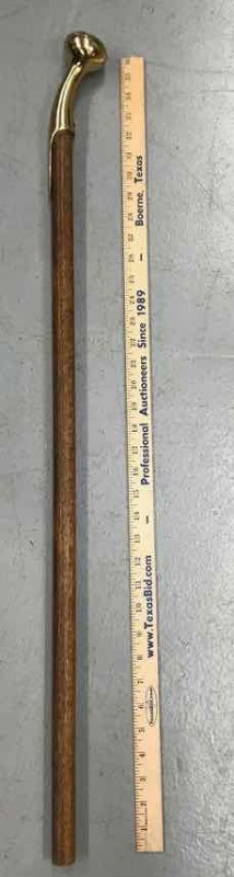 lot 687 image: Hiking Stick  Brass Handle