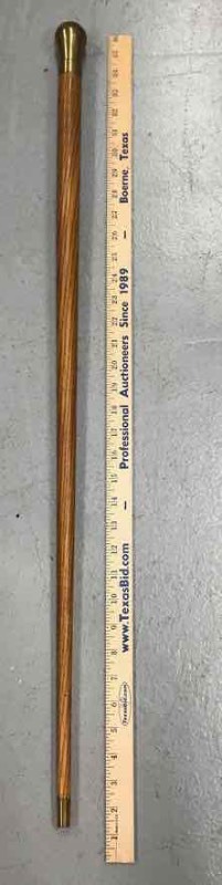 lot 689 image: Hiking Stick  Brass Handle