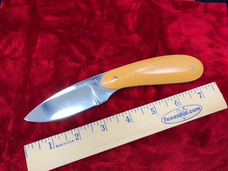 lot 143 image: Custom Knife  L.C. Finger Drop Point Skinner #659 Micarta Handle