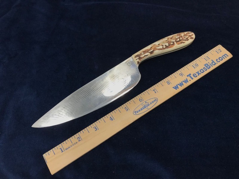 lot 146 image: Custom Knife  Terry Callahan JS File Knife Sambar Stag, Made from file