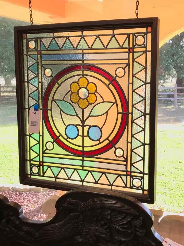 lot 7 image: Stained Glass Window (several cracks)