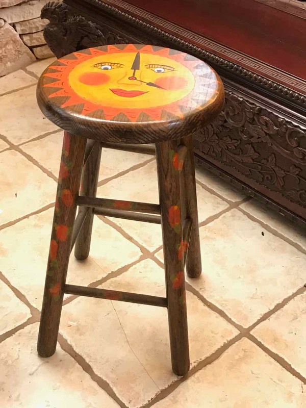 lot 9 image: Bar Stool, Painted Sun
