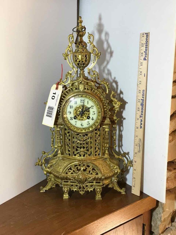 lot 10 image: Brass Clock, Ornate