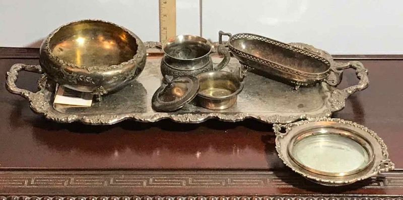 lot 25 image: Asst. Silver Plate  Tray, Bowls, Etc.