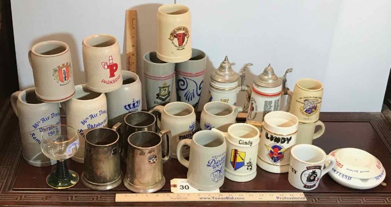 lot 30 image: Asst. Beer MugsSteins