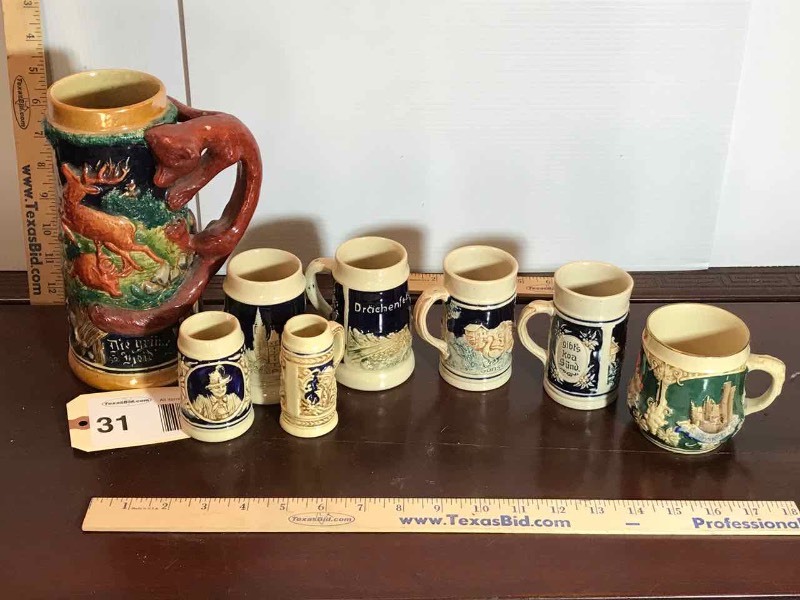 lot 31 image: (8) Beer Steins